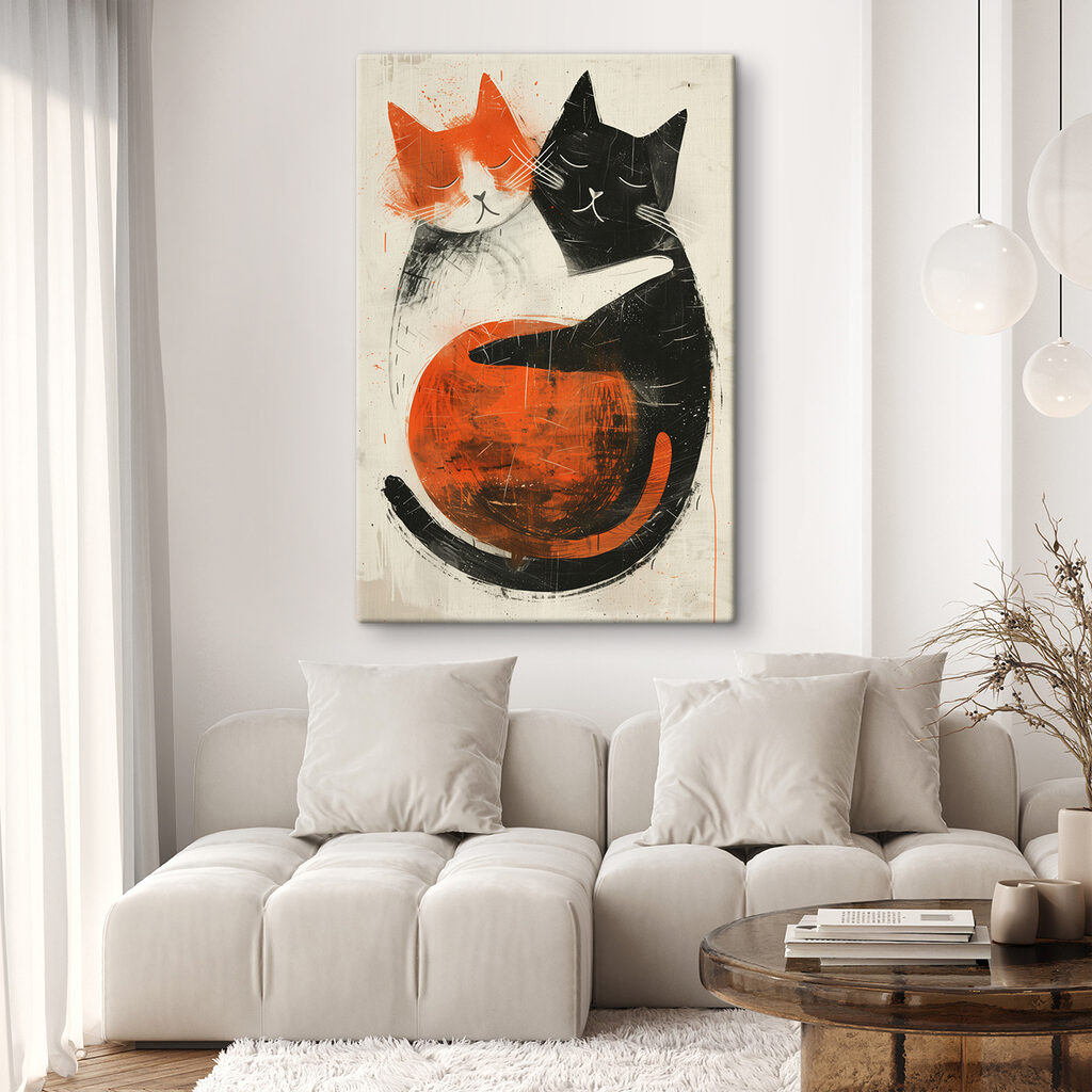 Twee katten in omarming — interieur 2