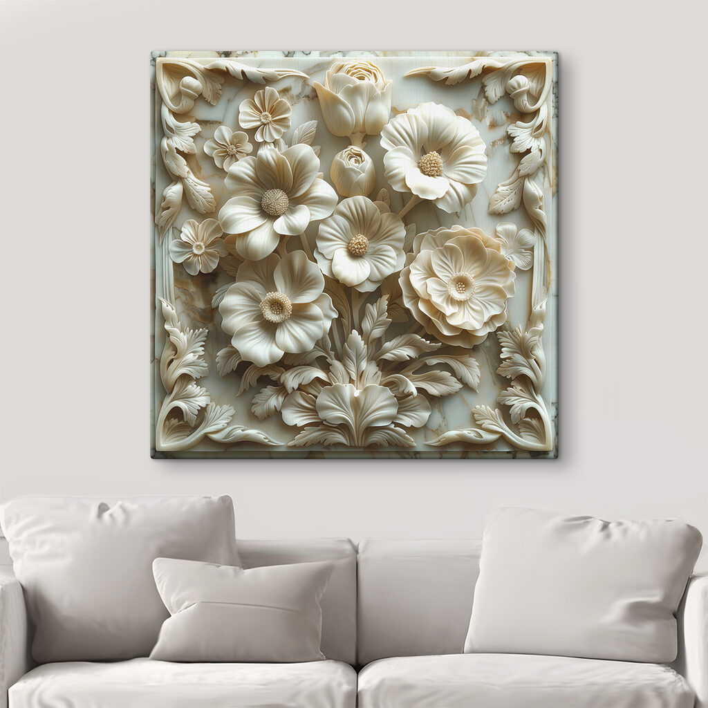 Witte bloemen in sierlijst — interieur 2