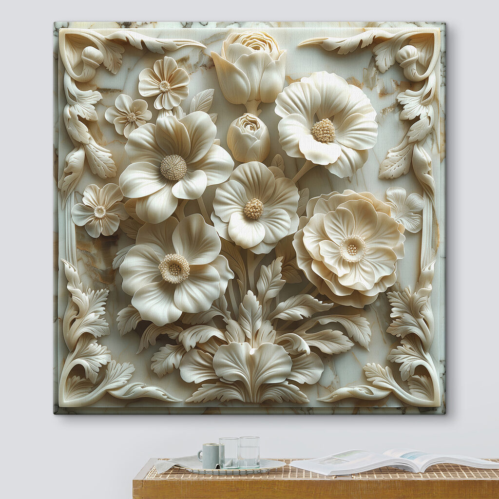 Witte bloemen in sierlijst — interieur 3
