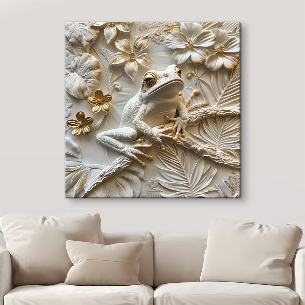 Kikker tussen witte bloemen — interieur 1
