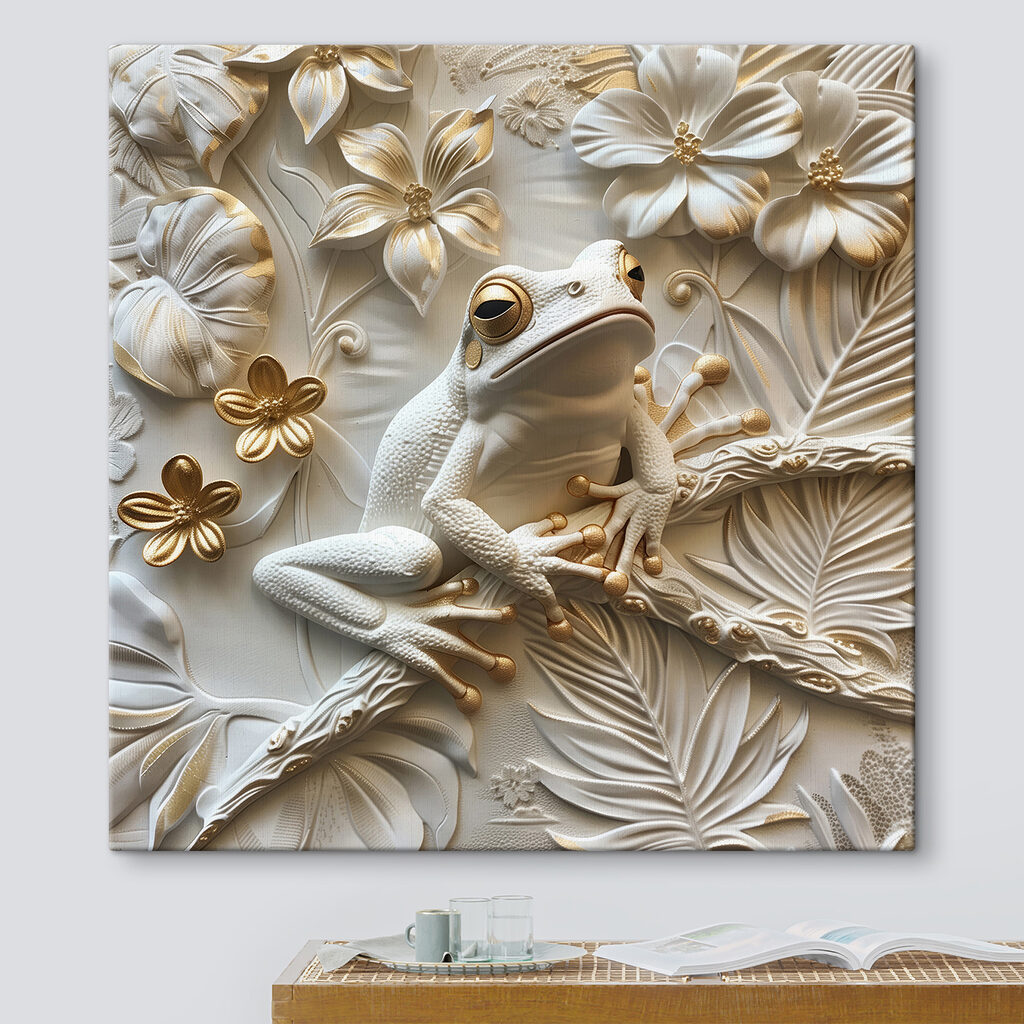 Kikker tussen witte bloemen — interieur 3