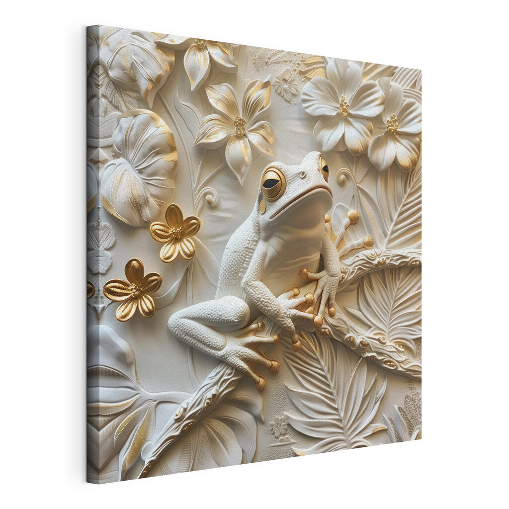 Kikker tussen witte bloemen — productweergave