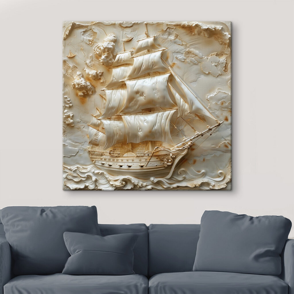 Zeilschip in roomwitte golven — interieur 4