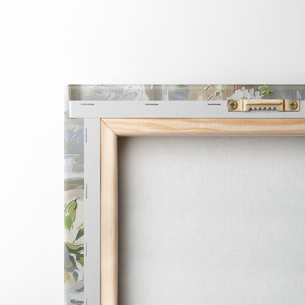 Witte hortensia’s bij raamlicht — achterkant