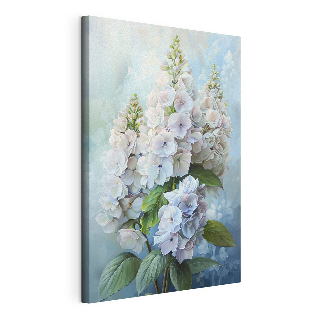 Bloemen op hoge trossen, gespannen canvas met doorlopende rand