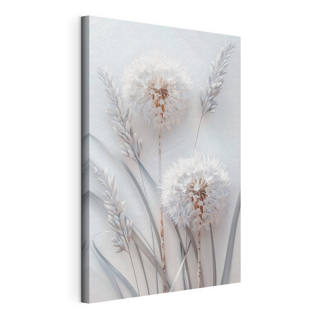 Twee pluisbollen in licht, gespannen canvas met doorlopende rand