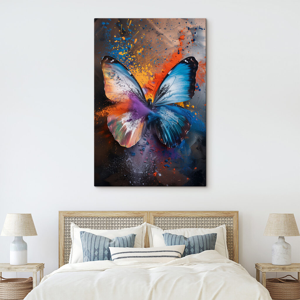 Blauwe vlinder door spatten — interieur 2