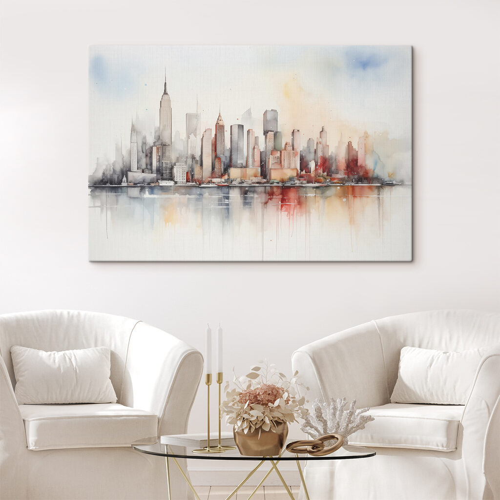 Skyline in fijne aquarellijnen — interieur 2