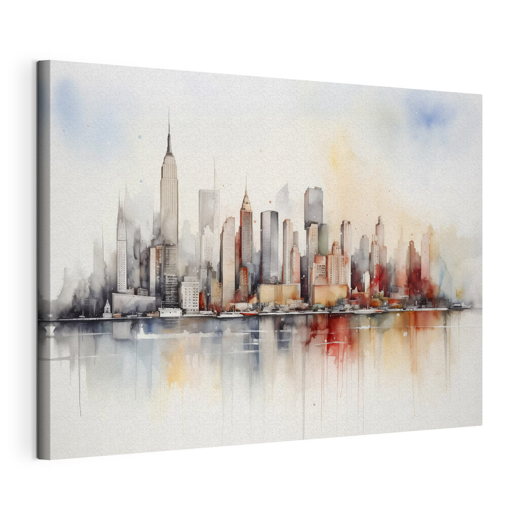 Skyline in fijne aquarellijnen — productweergave