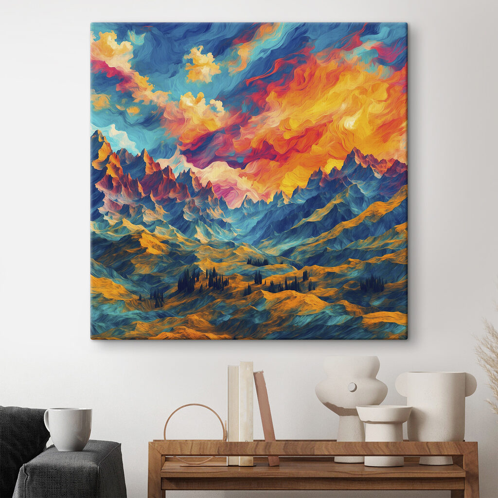 Bergen onder vlammende kleurwolken — interieur 1