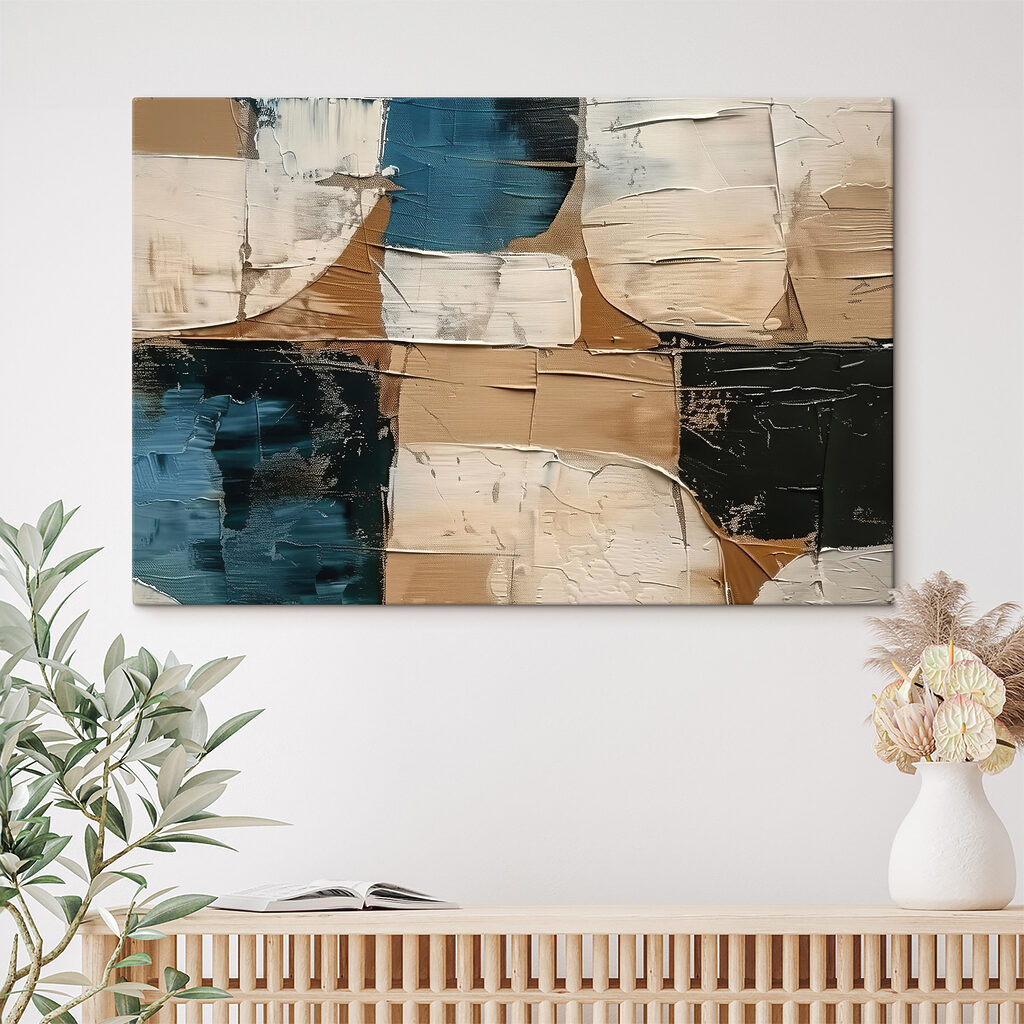 Turquoise tussen warme verfblokken — interieur 2