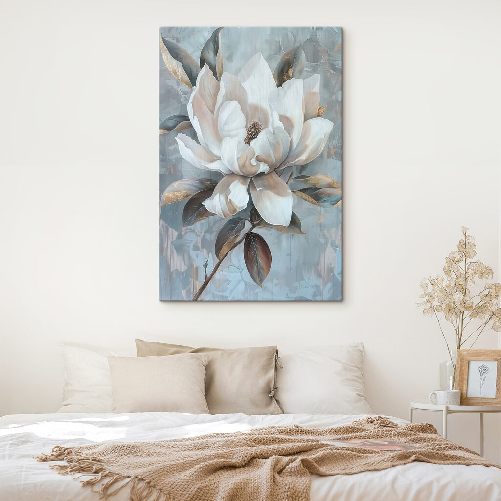 Witte magnolia op blauwgrijs — interieur 2