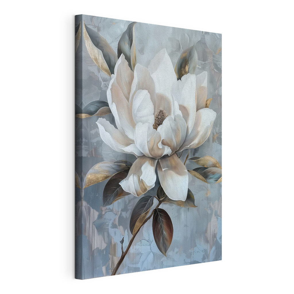 Witte magnolia op blauwgrijs — productweergave