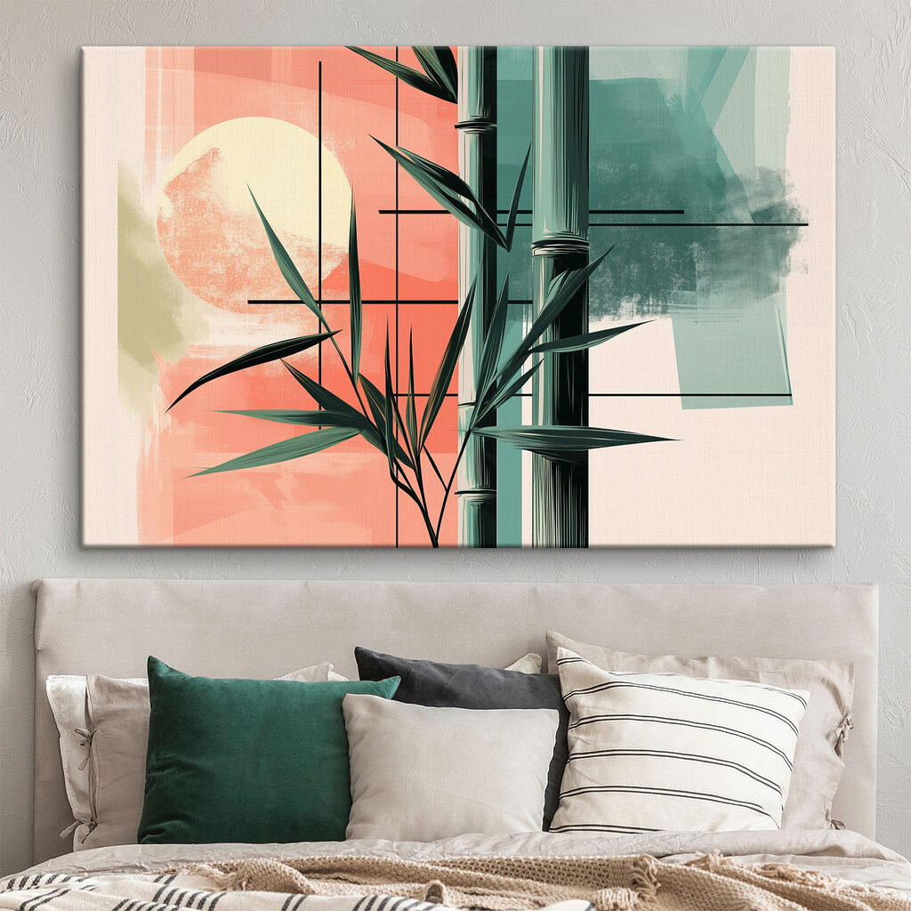 Bamboe door warme kleurvlakken — interieur 2