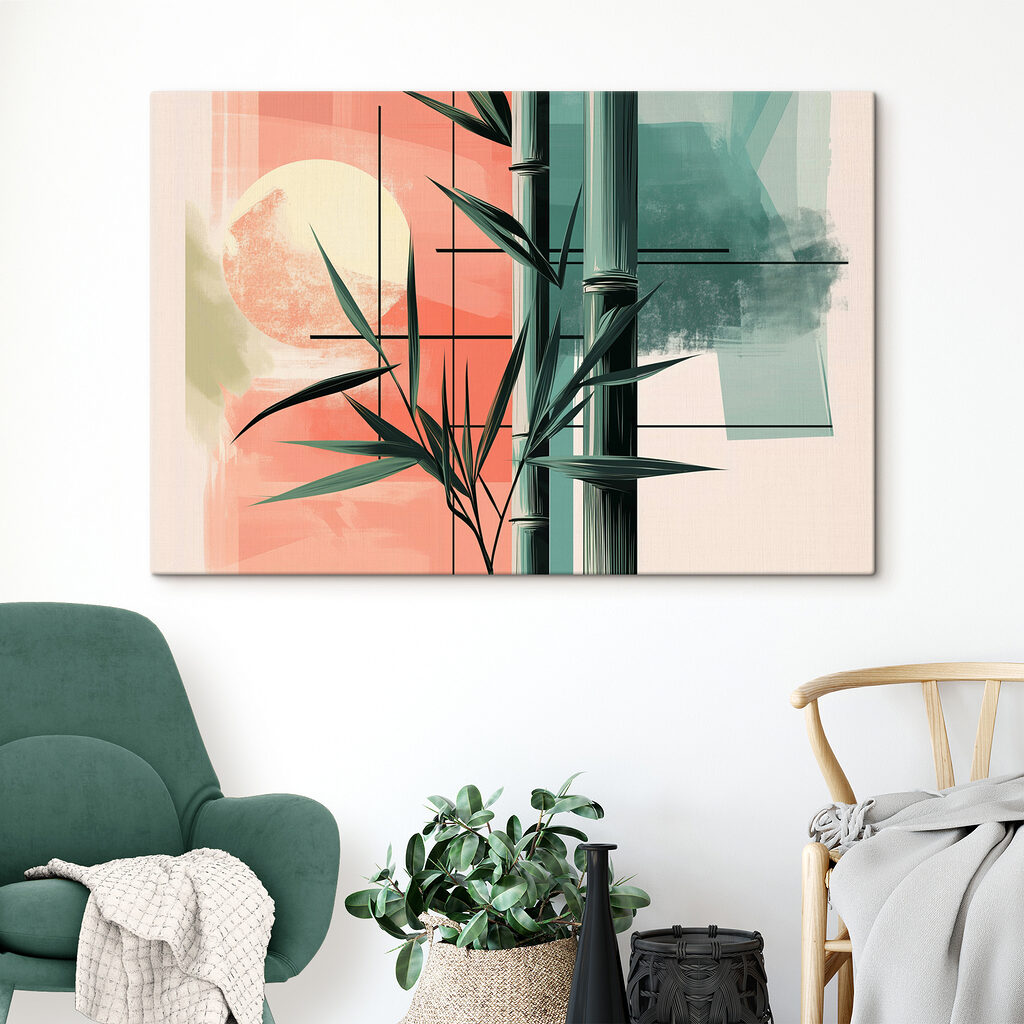 Bamboe door warme kleurvlakken — interieur 3