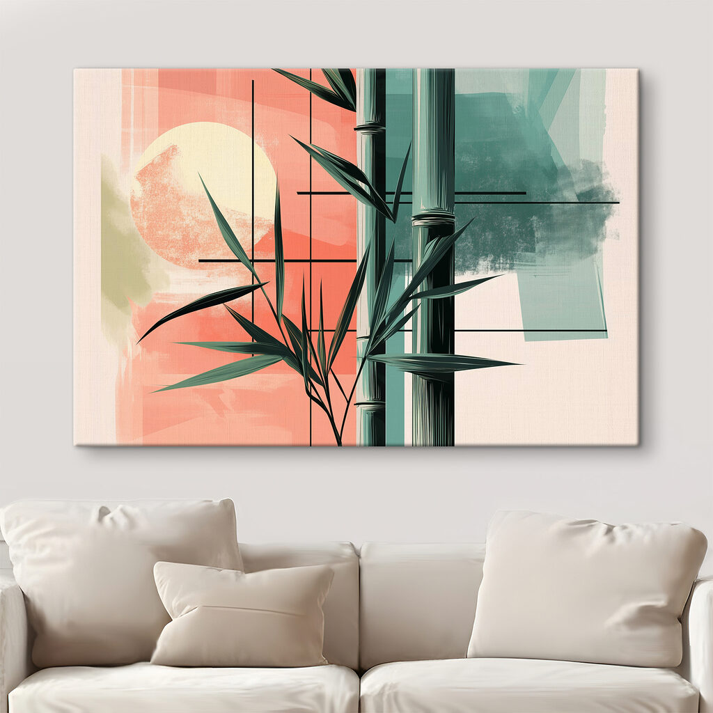 Bamboe door warme kleurvlakken — interieur 1