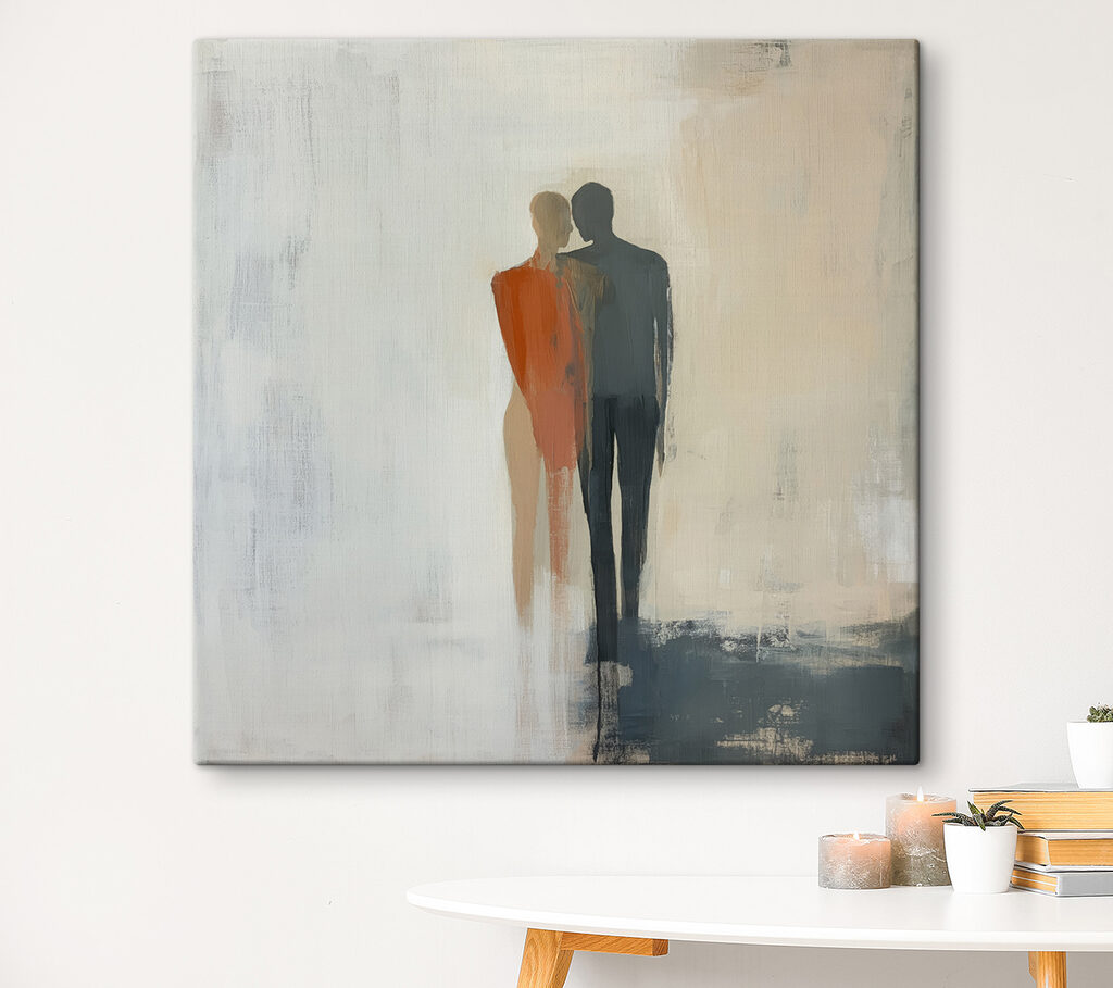 Schilderij van een paar mensen in een interieur