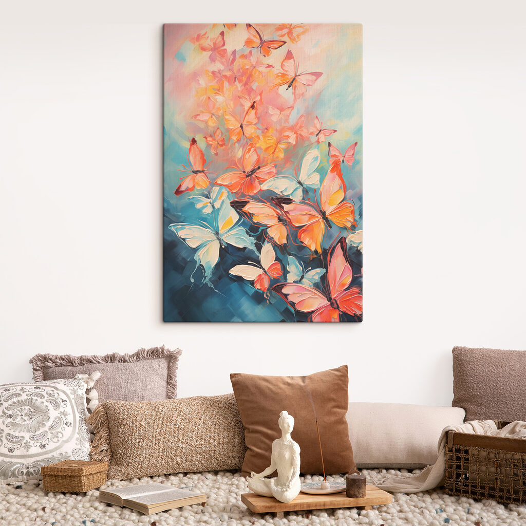 Vlinders stijgen door pastelkleur — interieur 1
