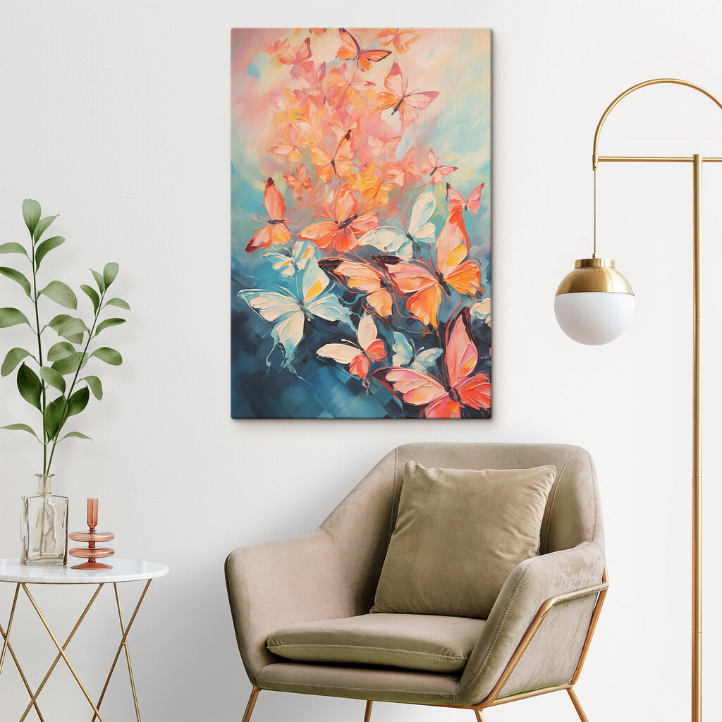 Vlinders stijgen door pastelkleur — interieur 2