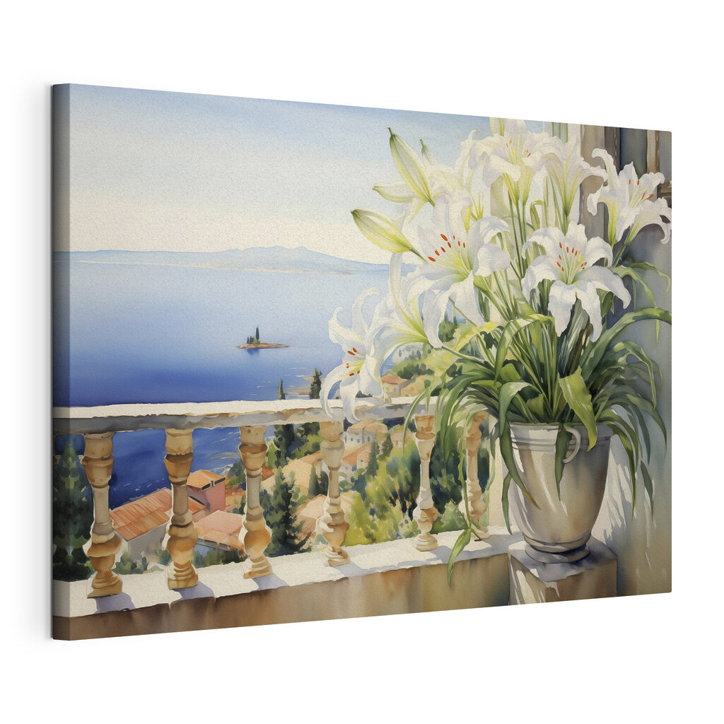 Witte lelies boven zee — productweergave