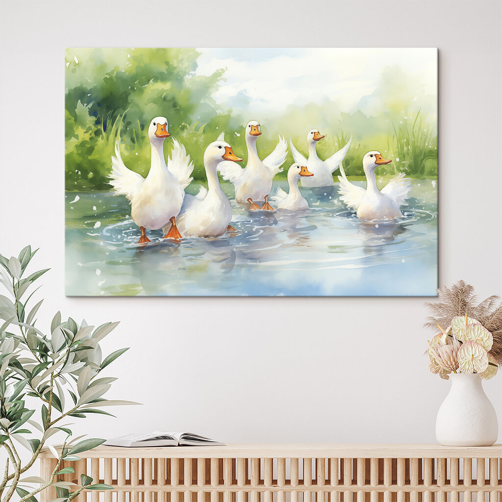 Ganzen in helder voorjaarswater — interieur 2