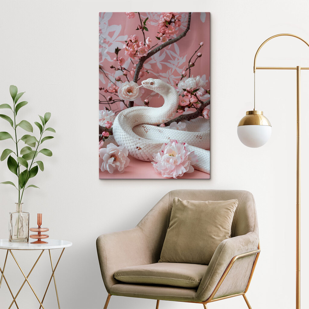 Slang tussen roze bloesem — interieur 1