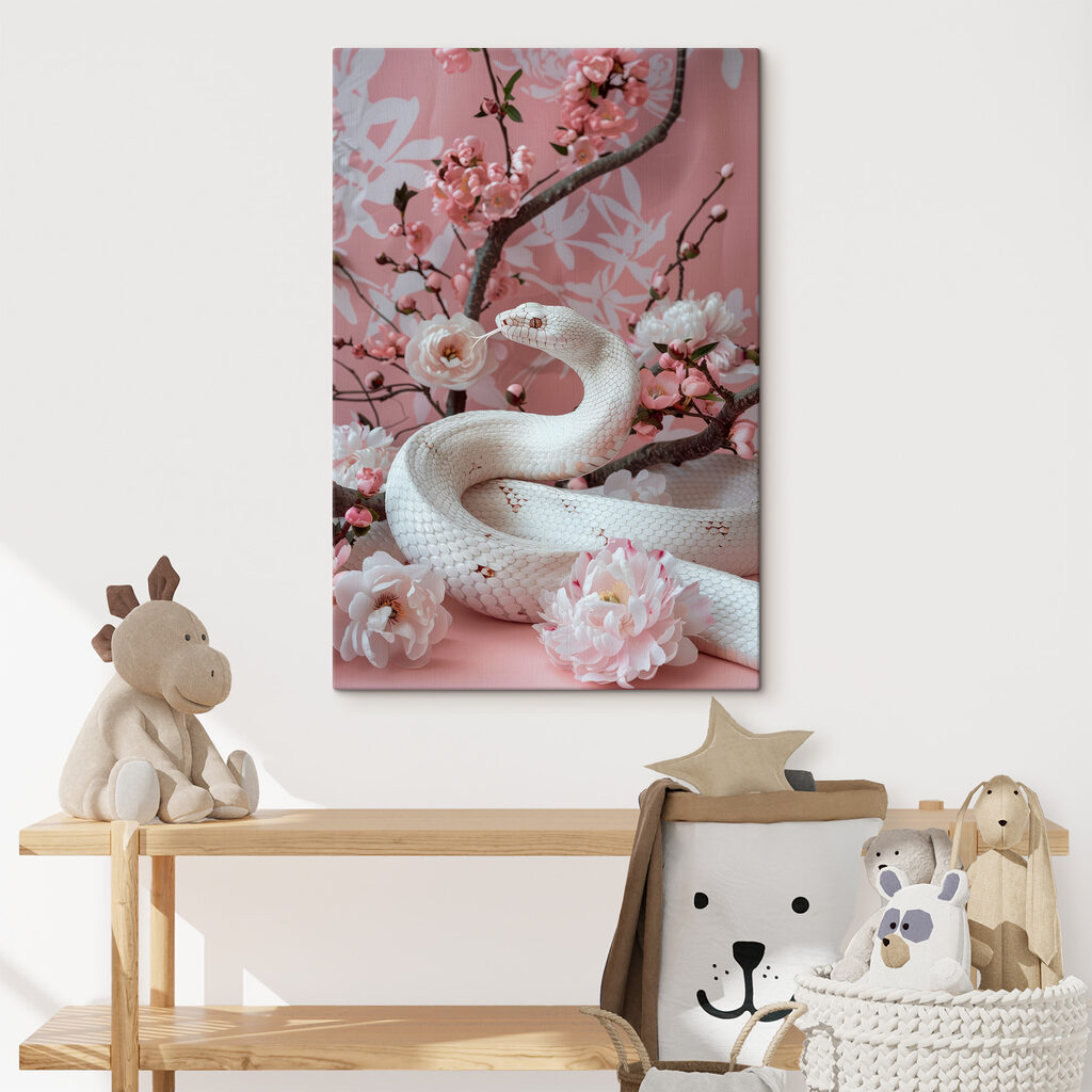 Slang tussen roze bloesem — interieur 2