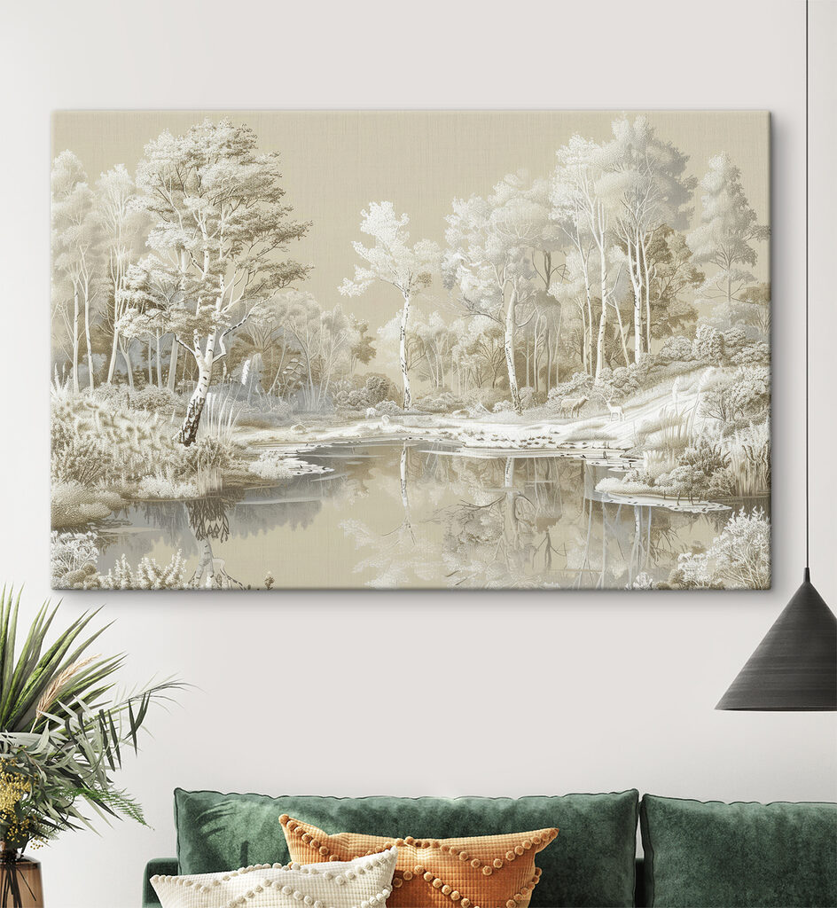 Witte bomen rond spiegelwater — interieur 2