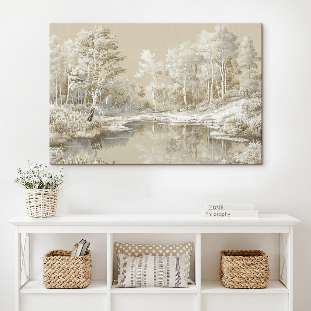 Witte bomen rond spiegelwater — interieur 3