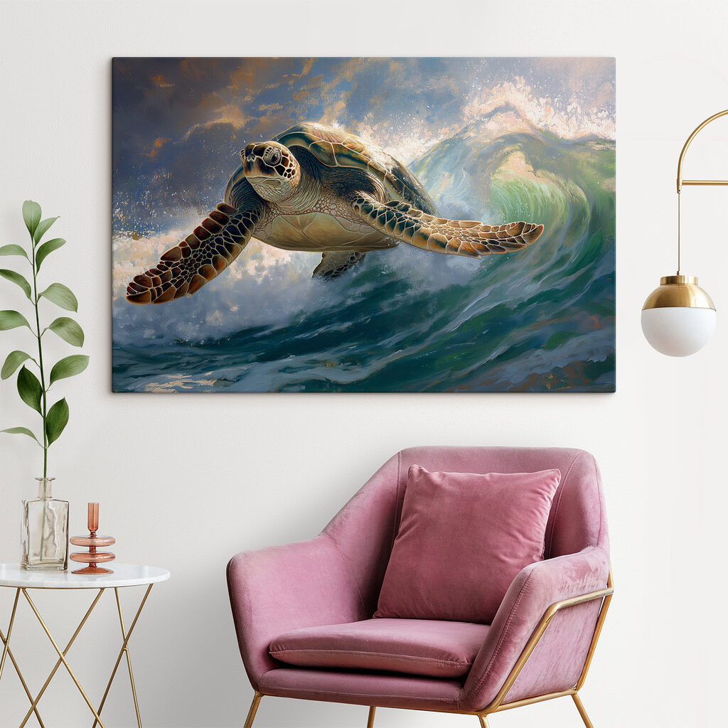 Zeeschildpad door een golf — interieur 2