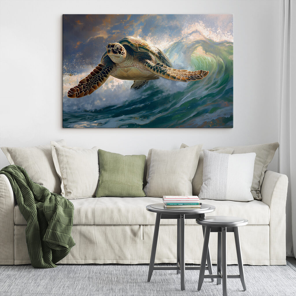 Zeeschildpad door een golf — interieur 1
