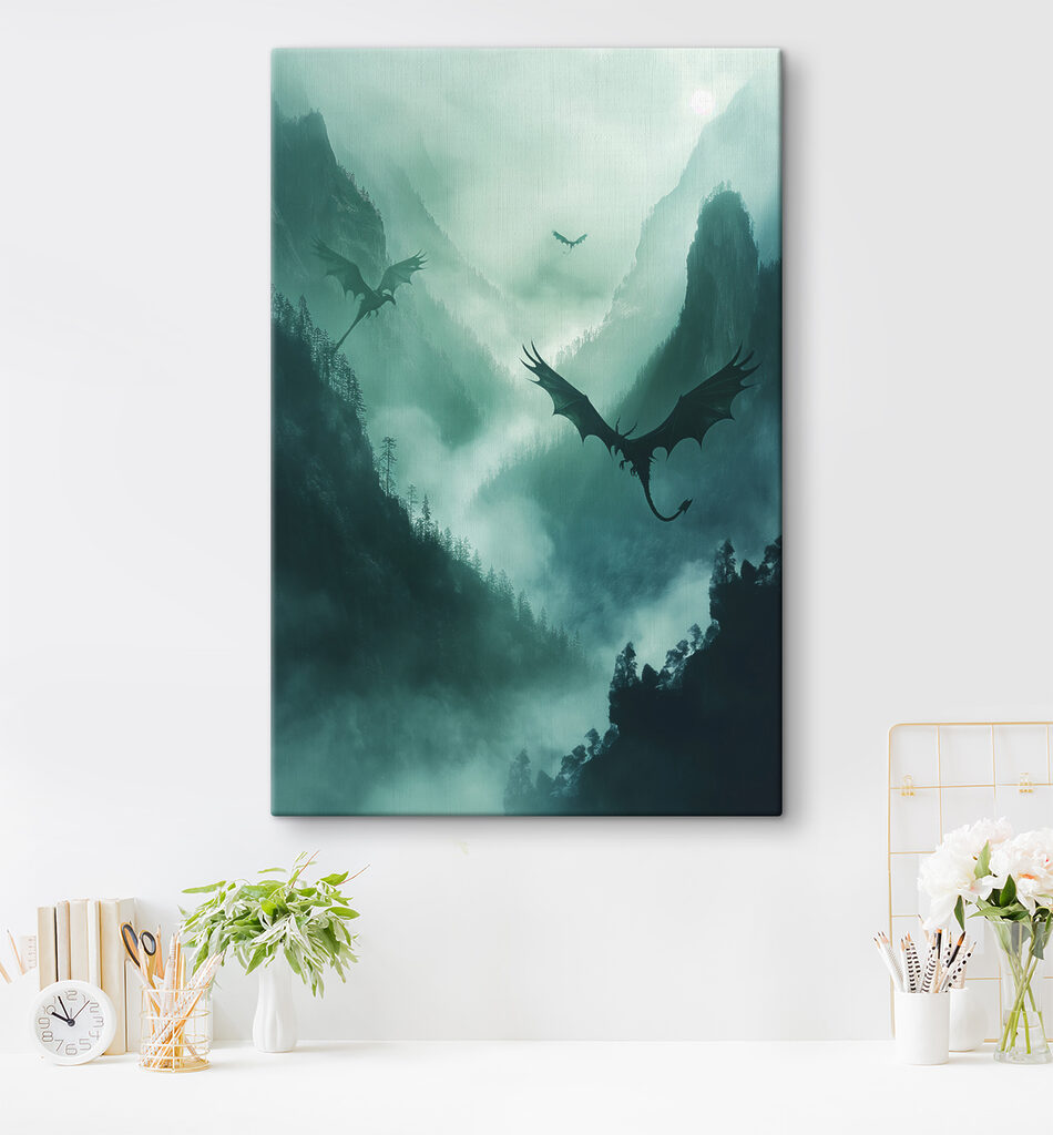 Draken in de mist in een interieur