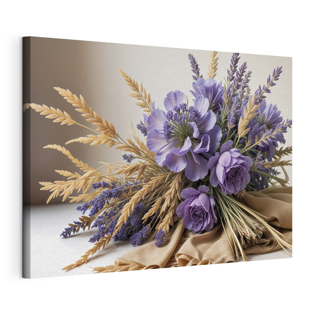 Paars boeket met graanaren — productweergave