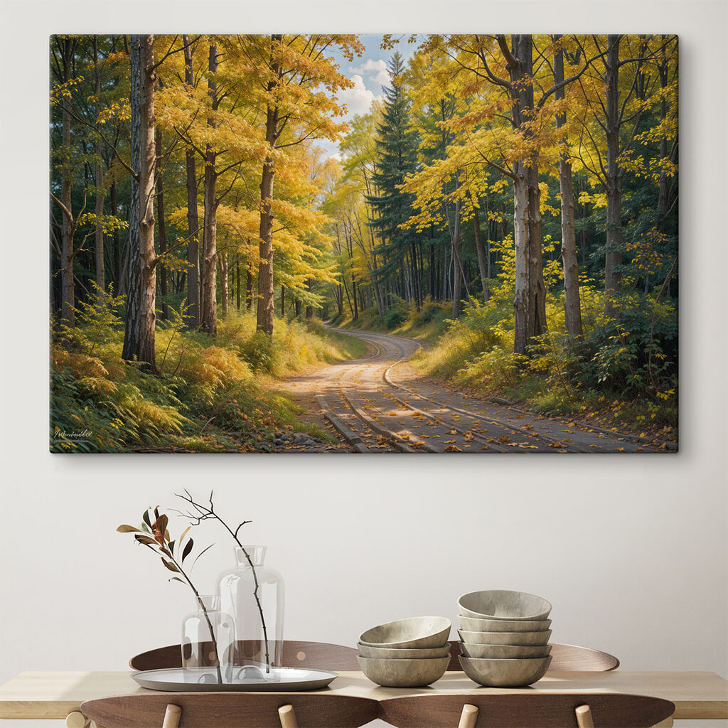 Een bospad onder herfstgoud — interieur 1