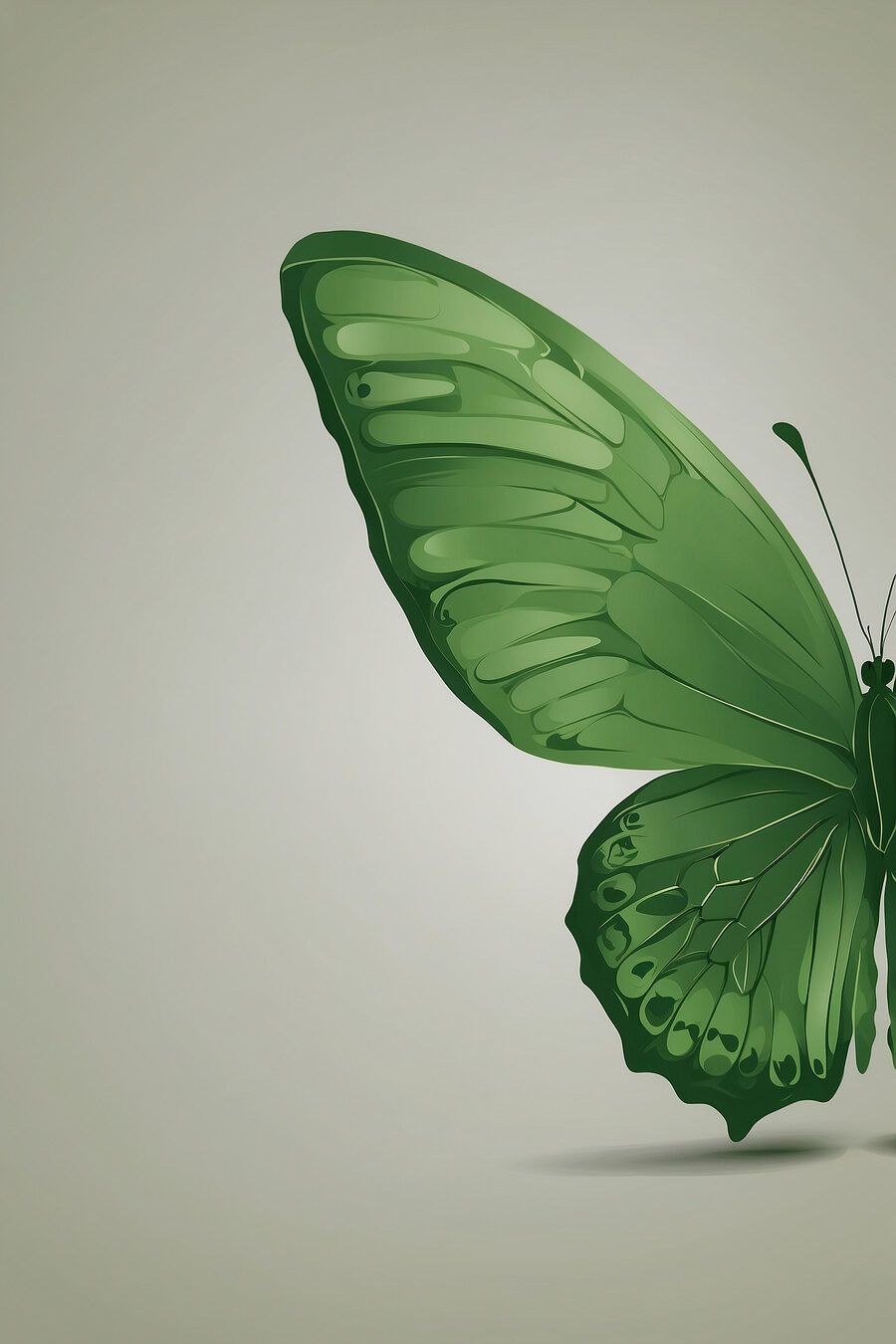 Groene vleugel tegen grijsgroen — volledig ontwerp