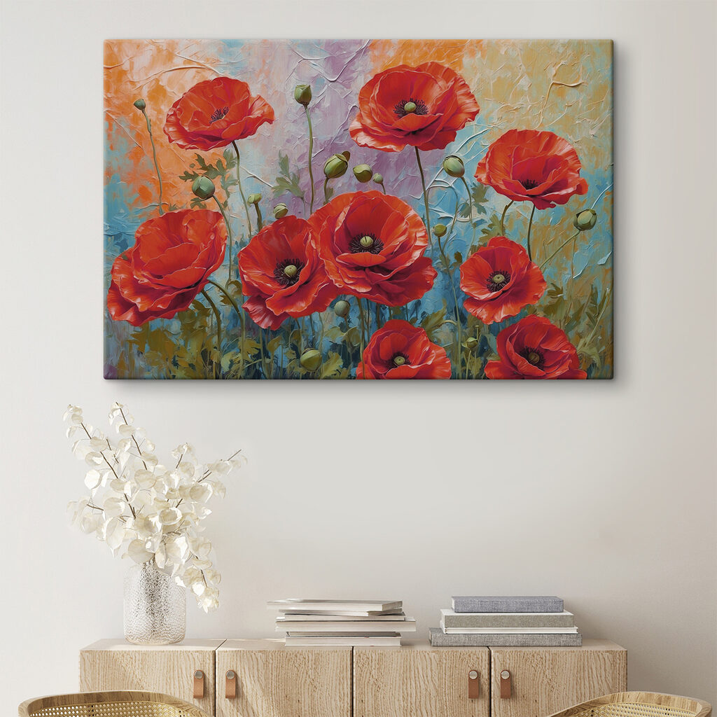 Klaprozen tussen pastelkleurige verf — interieur 2