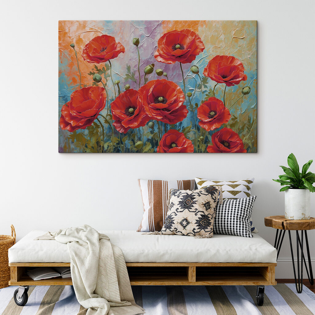 Klaprozen tussen pastelkleurige verf — interieur 3