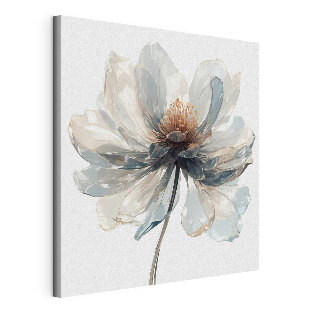 Bloemblaadjes in koele aquarel, gespannen canvas met doorlopende rand