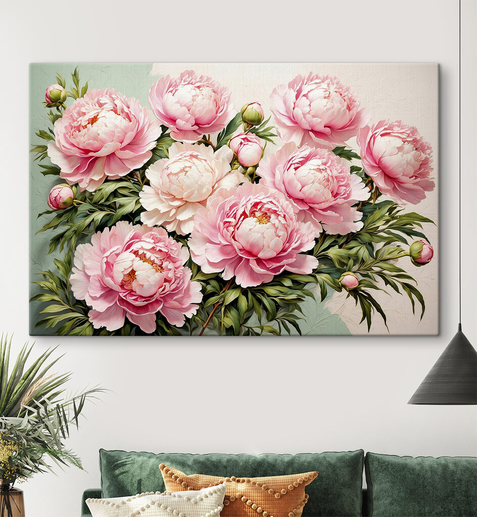 Pioenrozen met groene knoppen — interieur 1