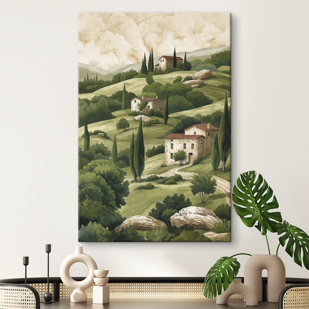 Landhuisjes tussen groene hellingen — interieur 1