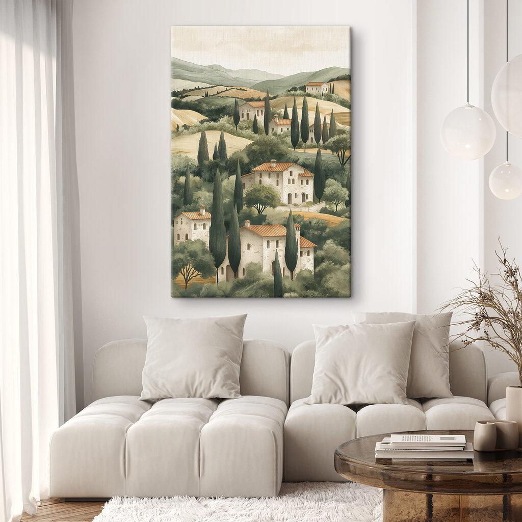 Witte huizen tussen cipressen — interieur 1