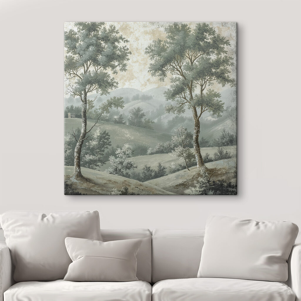 Twee bomen, nevelige heuvels — interieur 2