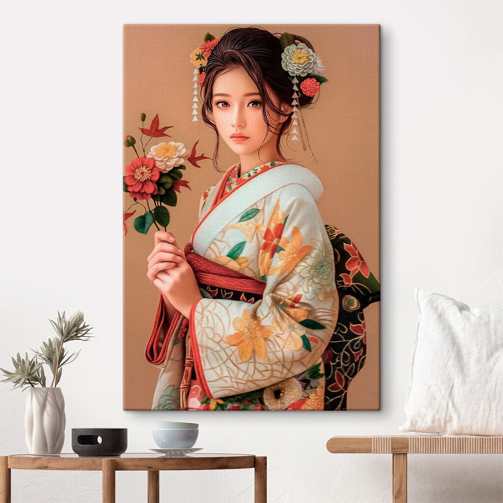 Vrouw met bloemen in haar haar — interieur 1