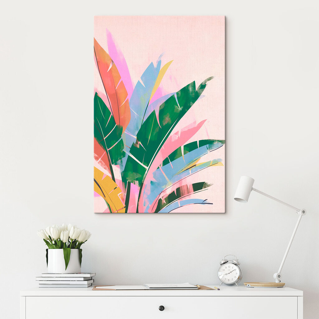 Pastelbladeren op lichtroze — interieur 1