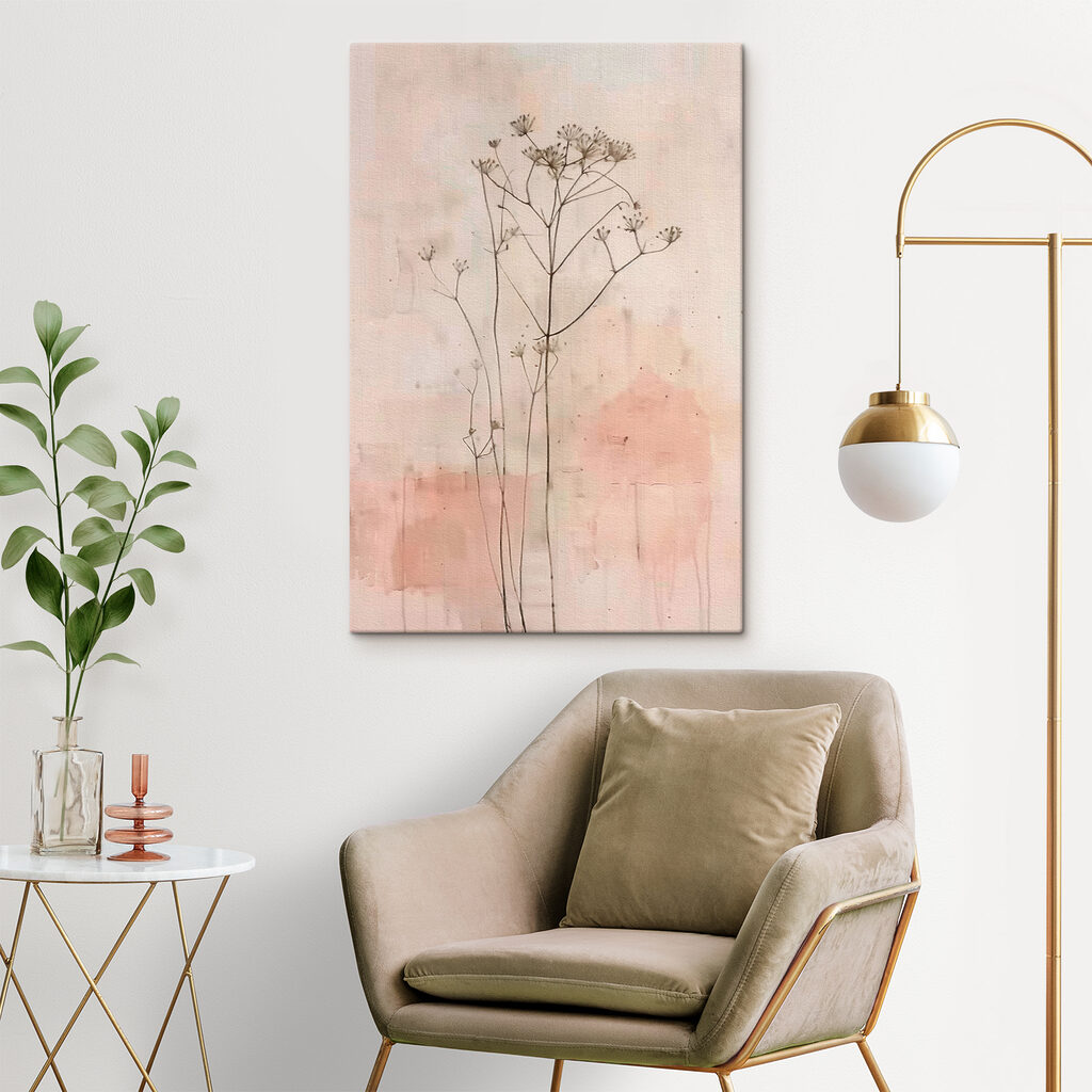 Fijne schermbloemen op roze — interieur 1