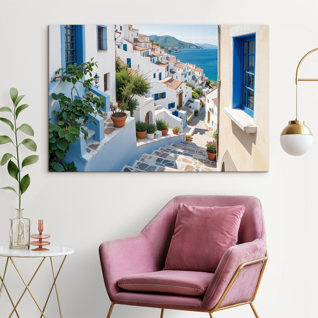 Witte stegen, blauwe deuren — interieur 1