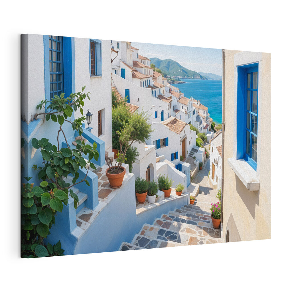 Witte stegen, blauwe deuren — productweergave