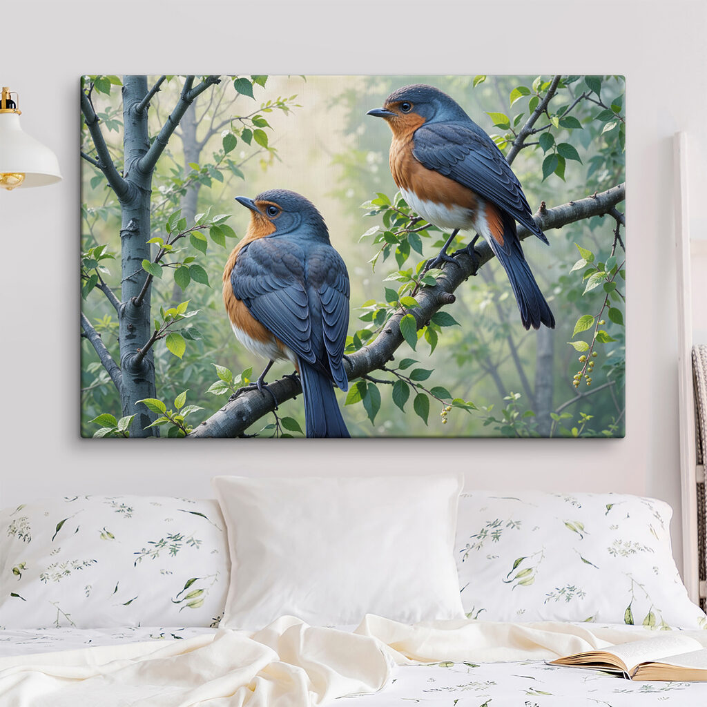 Twee vogels tussen frisgroen — interieur 2