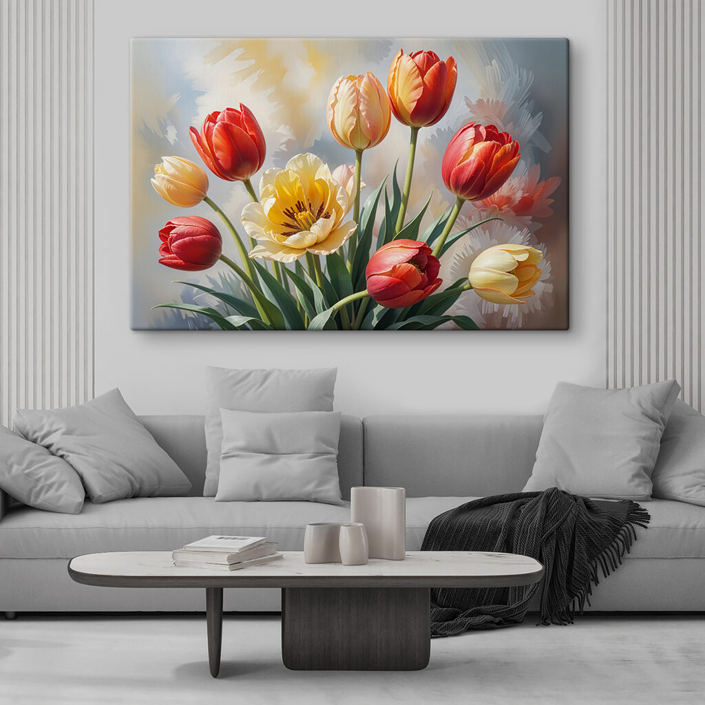 Tulpen in warme voorjaarskleuren — interieur 2