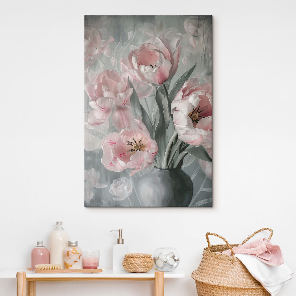 Roze tulpen in vaas — interieur 1